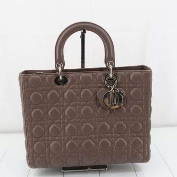 DIOR 2way Leather Handbag with Strap Lady Dior Cannage - Picture 1 of 13